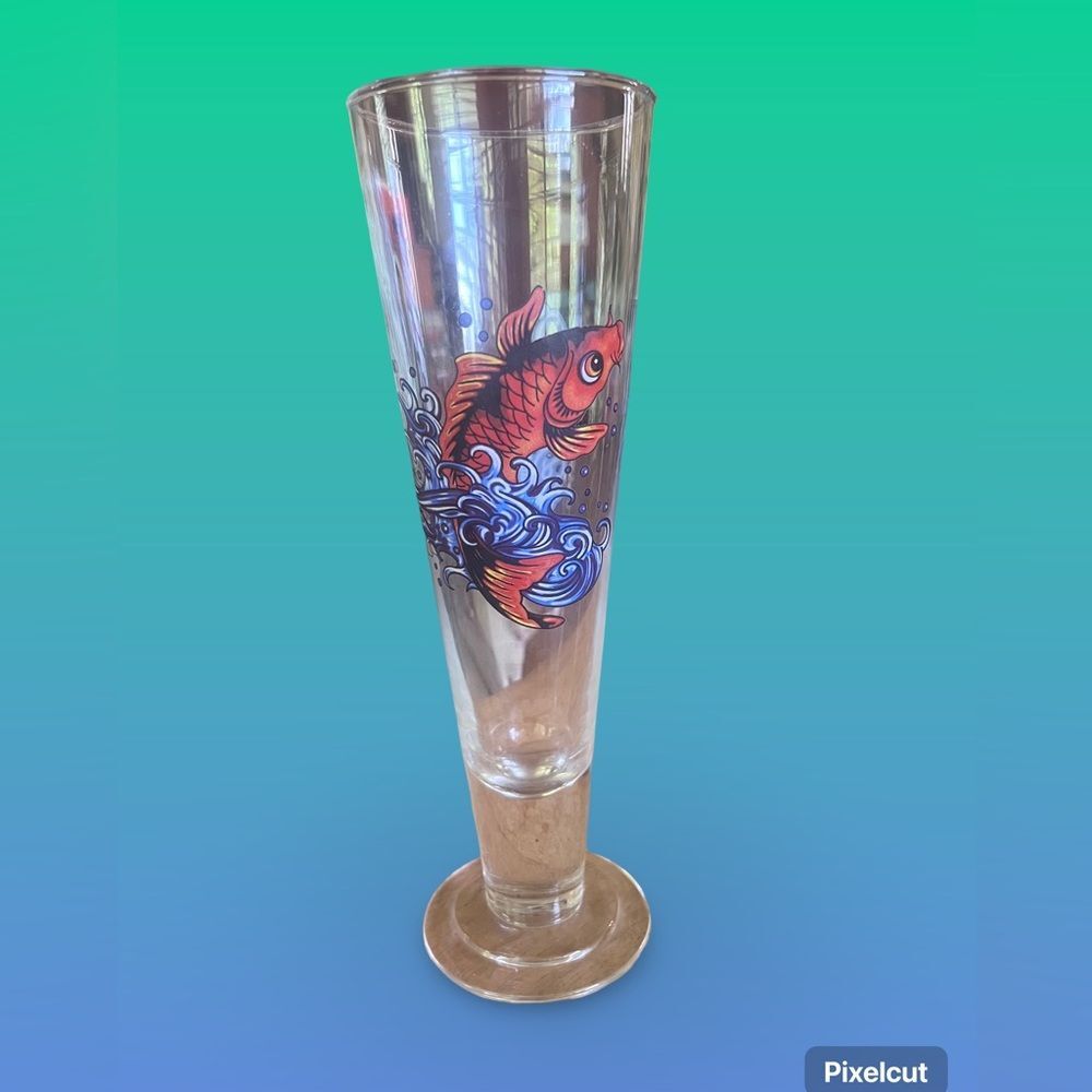 Koi Fish Ed Hardy Tall Glass